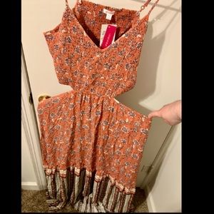 Xhilaration Terracotta Floral Maxi Dress